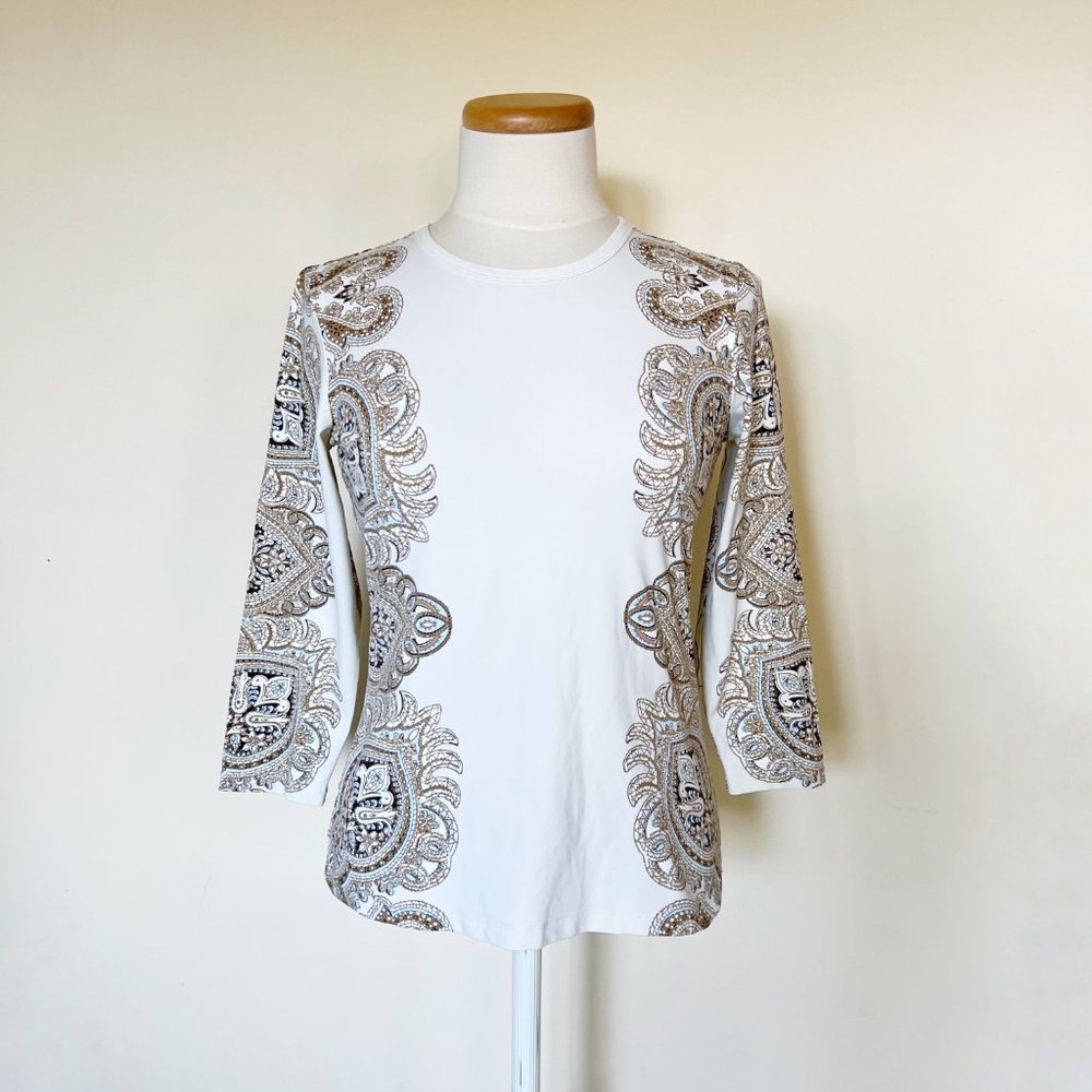 J. McLaughlin Ivory Signature PaisleyTop S